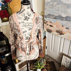 Vtg Language Los Angeles silk blend crop top